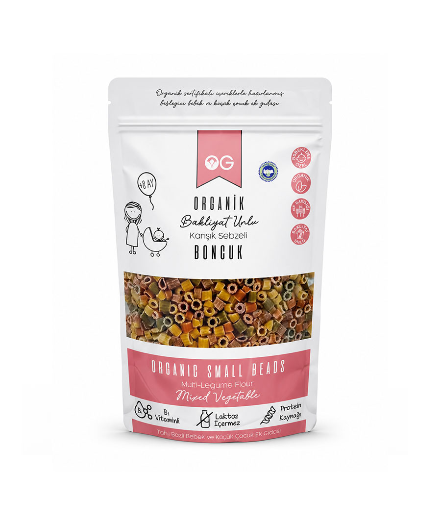 OG Natural Organik Karışık Sebzeli Bakliyat Unlu Boncuk Makarna 200 g